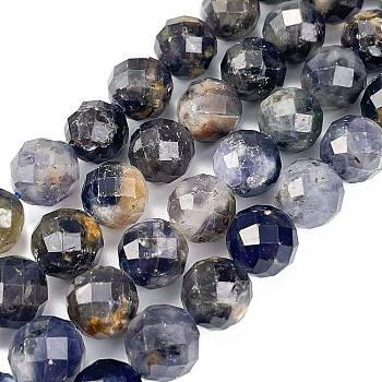 Natural Iolite Beads Strands, Faceted, Round, 8mm, Hole: 0.8mm, about 48pcs/strand, 14.96 inch(38cm)