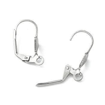 304 Stainless Steel Leverback Earring Findings, with Loop, Stainless Steel Color, 19x9.5mm, Hole: 1.6mm