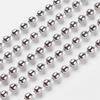 Iron Ball Chains, Soldered, with Spool, Platinum, Nickel Free, 3.2mm in diameter, about 164.04 Feet(50m)/roll