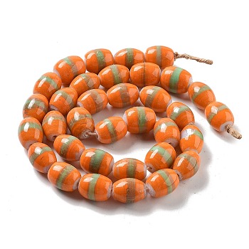 Handmade Lampwork Beads, Barrel, Orange, 19x14mm, Hole: 2mm, about 36pcs/strand, 26.38''(67cm)