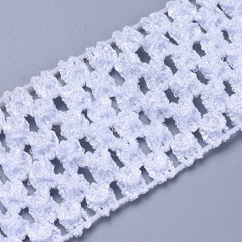 Elastic Lace Trim, Polyester Ribbon, White, 40x1.5mm, 10m/roll