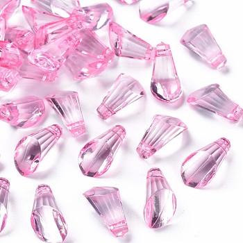Transparent Acrylic Pendants, Torch Shapes, Pearl Pink, 17x9x9mm, Hole: 1.8mm, about 970pcs/500g