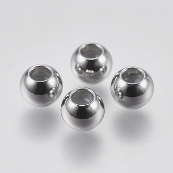 304 Stainless Steel Beads, with Rubber Inside, Slider Beads, Stopper Beads, Rondelle, Stainless Steel Color, 6x4.6mm, Hole: 1.5mm