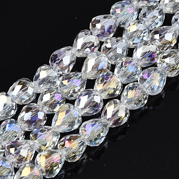 Electroplate Transparent Glass Beads Strands, AB Color Plated, Faceted, Strawberry, Clear AB, 6x6mm, Hole: 1.4mm, about 100pcs/strand, 24.02 inch(61cm)