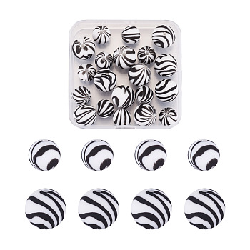 20Pcs 2 Colors Silicone Beads, DIY Nursing Necklaces Making, Chewing Pendants For Teethers, Round, Black, 10pcs/style