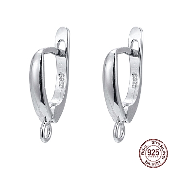 Anti-Tarnish Rhodium Plated 925 Sterling Silver Leverback Earrings, with 925 Stamp, Platinum, 17.5x11x3mm, Hole: 1.5mm, Pin: 0.7mm