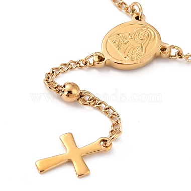 Rosary Bead Bracelets with Cross(X-BJEW-E282-02G)-2