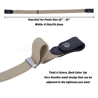 Gorgecraft 4Pcs 4 Style Unisex Adjustable No Buckle Imitation Leather Elastic Waist Belt(AJEW-GF0003-27A)-2