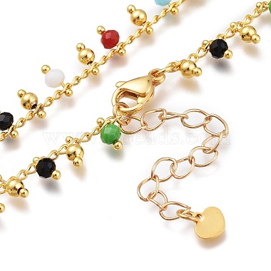 Brass Handmade Colorful Glass Beaded Necklaces(NJEW-JN03134)-3