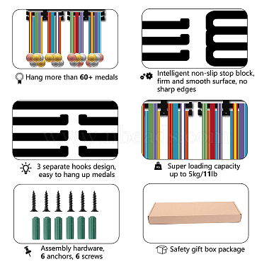 Fashion Iron Medal Hanger Holder Display Wall Rack(ODIS-WH0037-051)-3
