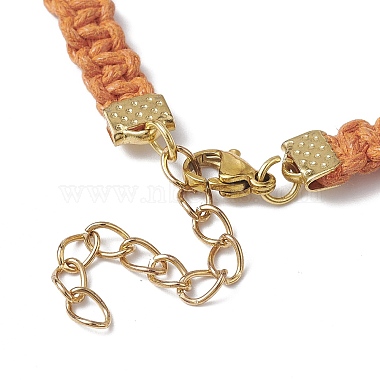 Braided Waxed Polyester Rectangle Link Chain Bracelets(BJEW-JB10000)-5