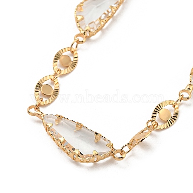colliers plastrons en perles de verre à facettes en forme de larme(NJEW-R263-13G)-2
