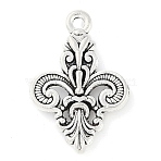 Tibetan Style Alloy Flower Pendants, Fleur-de-lis, Lead Free & Cadmium Free, Antique Silver, 24x16x4mm, Hole: 2.5mm(X-TIBEP-S291-22-RS)