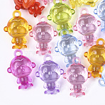Transparent Acrylic Pendants, Monkey, Mixed Color, 37x27x19mm, Hole: 3.5mm, about 91pcs/500g(TACR-S133-105)