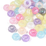 Transparent Acrylic European Beads, Rondelle, Large Hole Bead, with Glitter Powder, Faceted, Mixed Color, 13.5x8mm, Hole: 5.5mm, about 657pcs/500g(OACR-Q200-13)