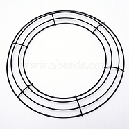 Iron Wreath Frame, for Party Christmas Decoration Supplies, Ring, Black, 25.6x1.3cm, Inner Diameter: 17cm(IFIN-WH0034-91B)