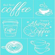 Self-Adhesive Silk Screen Printing Stencil, for Painting on Wood, DIY Decoration T-Shirt Fabric, Turquoise, Cup Pattern, 19.5x14cm(DIY-WH0173-001-U)