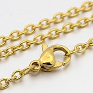 304 Stainless Steel Cable Chain Necklaces, with Lobster Claw Clasps, Golden, 17.7 inch(45cm), 1.5mm(STAS-O053-11G)