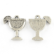 Tibetan Style Cocktail Glass Alloy Pendants, Lead Free & Cadmium Free, Antique Silver, 17x14x2mm, Hole: 1.5mm, about 970pcs/1000g(TIBEP-Q054-03AS-RS)