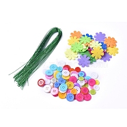 DIY Craft Bouquets Kit, with Plastic Buttons, Iron Wire and Flower Shape Non Woven Fabric, for Mother's Day, Teacher's Day, Father's Day, Mixed Color(DIY-WH0157-01C)
