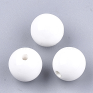 Handmade Porcelain Beads, Bright Glazed Porcelain, Round, White, 14~14.5x13.5~14mm, Hole: 2.5~3mm(PORC-S499-02Y)