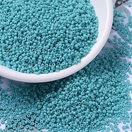 MIYUKI Round Rocailles Beads, Japanese Seed Beads, (RR2029) Matte Opaque Turquoise Blue Luster, 11/0, 2x1.3mm, Hole: 0.8mm, about 1111pcs/10g(X-SEED-G007-RR2029)