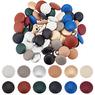 72Pcs 12 Colors 1-Hole PU Leather Buttons, with Aluminium Findings, Mushroom Shape Button, Mixed Color, 15x8mm, Hole: 1.6mm, 6pcs/color(DIY-BC0006-43)