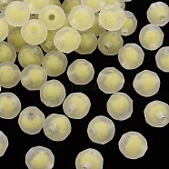 Transparent Acrylic Beads, Bead in Bead, Frosted, Faceted, Round, Yellow, 9.5x9.5mm, Hole: 2mm, about 1041pcs/500g(TACR-S152-04C-SS2105)