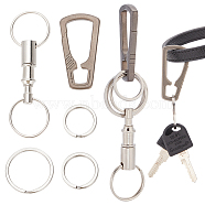 WADORN DIY Carabiner Keychain Clip Making Kit, Including Iron Quick Release Keychain, 304 Stainless Steel Split Key Rings, Titanium Alloy Carabiners Keychain with Detachable Key Ring for Men, Platinum, 47x25x4.5mm(FIND-WR0009-09)