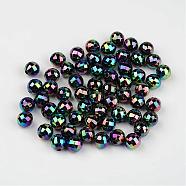 Faceted Colorful Eco-Friendly Poly Styrene Acrylic Round Beads, AB Color, Prussian Blue, 8mm, Hole: 1.5mm, about 2000pcs/500g(SACR-K001-8mm-45)