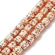 Electroplated Natural Lava Rock Beads Strands, Column, Rose Gold Plated, 5x4mm, Hole: 1mm, about 80~83pcs/strand, 15.75~15.87 inch(40~40.3cm)(G-G984-04RG)