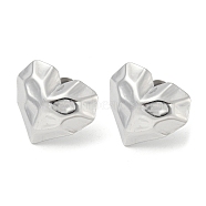 304 Stainless Steel Stud Earrings, Heart, Stainless Steel Color, 18x21mm(EJEW-R157-04P)