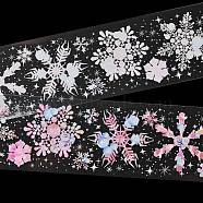 Winter Theme PET Waterproof Adhesive Tape, Snowflake Decorative Tape for DIY Scrapbooking, Card Making, Round, 50x0.1mm, 2m/roll(STIC-P005-A03)
