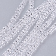 Transparent Glass Beads Strands, Faceted, Rondelle, Clear, 3x2mm, Hole: 0.5mm, about 160~165pcs/strand, 15.35 inch~15.75 inch(39~40cm)(X-GLAA-R135-2mm-10)