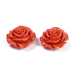 Synthetic Coral Dyed Carved Flower Connector Charms, Orange Red, 52x50x24mm, Hole: 1.3mm(CORA-M001-01)