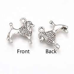 Tibetan Style Alloy Puppy Pendants, Poodle Dog Charms, Cadmium Free & Lead Free, Antique Silver, 18x17x2mm, Hole: 2mm, about 775pcs/1000g(TIBEP-T002-14AS-RS)