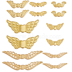 56pcs 7 styles Alloy Beads, Wing, Golden, 7.5~51x3~30x3~4mm, Hole: 1~2mm, 8pcs/style(FIND-SC0006-71)