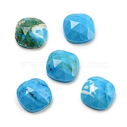 Natural Turquoise Cabochons, Faceted Square, 8x8x4mm(G-M431-01A-1)