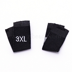 Clothing Size Labels, Woven Crafting Craft Labels, for Clothing Sewing, 3XL, Black, 39x10x0.2mm, about 100pcs/bag(FIND-WH0047-21-3XL)