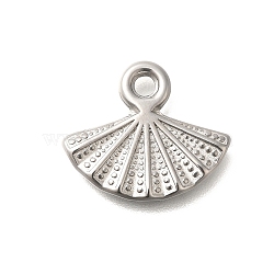 Anti-Tarnish 304 Stainless Steel Pendants, Fan Charm, Stainless Steel Color, 15x18x2mm, Hole: 2mm(STAS-I321-80P)