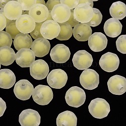 Transparent Acrylic Beads, Bead in Bead, Frosted, Faceted, Round, Yellow, 9.5x9.5mm, Hole: 2mm, about 1041pcs/500g(TACR-S152-04C-SS2105)