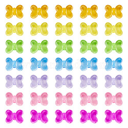 70G 7 Colors Transparent Acrylic Beads, Bowknot, Mixed Color, 11x15x8mm, Hole: 3mm, about 550pcs/500g(TACR-TA0001-80)