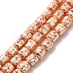 Electroplated Natural Lava Rock Beads Strands, Column, Rose Gold Plated, 5x4mm, Hole: 1mm, about 80~83pcs/strand, 15.75~15.87 inch(40~40.3cm)(G-G984-04RG)