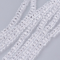Transparent Glass Beads Strands, Faceted, Rondelle, Clear, 3x2mm, Hole: 0.5mm, about 160~165pcs/strand, 15.35 inch~15.75 inch(39~40cm)(X-GLAA-R135-2mm-10)