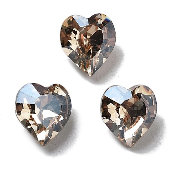 K9 Glass, Imitation Czech Rhinestone, Heart, Golden Shadow, 8.8x8x5mm