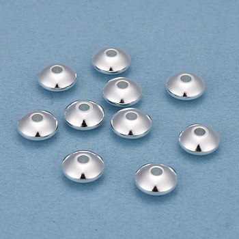201 Stainless Steel Spacer Beads, Disc, Silver, 8x4mm, Hole: 2mm