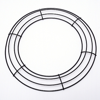 Iron Wreath Frame, for Party Christmas Decoration Supplies, Ring, Black, 25.6x1.3cm, Inner Diameter: 17cm