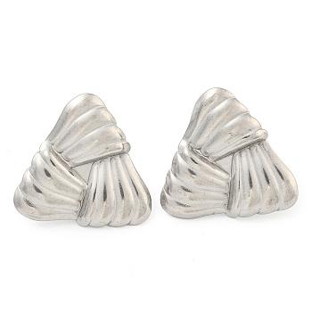 Non-Tarnish 304 Stainless Steel Ear Studs, Triangle, Stainless Steel Color, 28.5x29.5mm