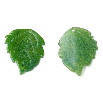 Plastic Pendants, Leaf, Green, 19x14x1.5mm, Hole: 0.9mm