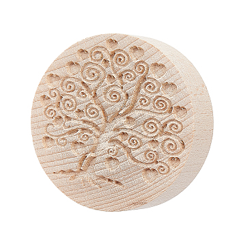 Beech Wood Cookie Molds, Biscuit Stamps, Flat Round, Tree of Life, 65x45.5mm, Inner Diameter: 54x60mm